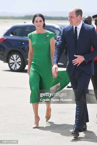 Prince William, Duke of Cambridge and Catherine, Duchess of Cambridge depart from Norman Manley International Airport as part of the Royal tour of...