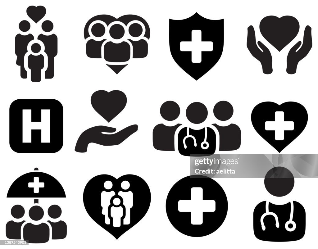 Ícones médicos em preto
