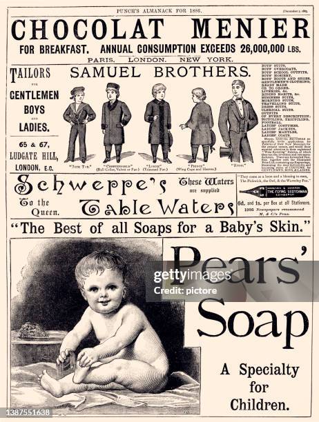 advertising 1886 (xxxl with lots of details) - vintage clothes shop stock illustrations