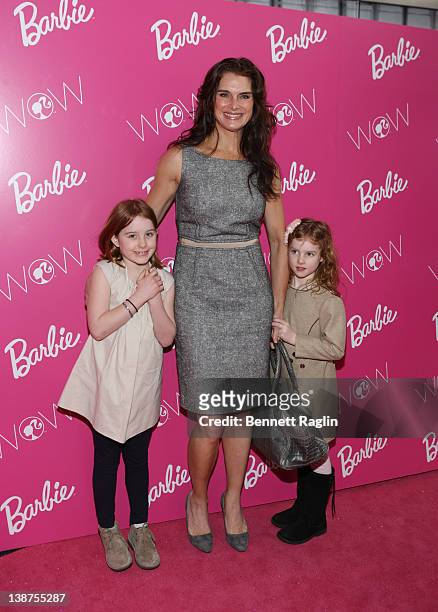 Actress Brooke Shields , Rowan Henchy and Grier Henchy attend the Barbie: The Dream Closet event during Mercedes-Benz Fashion Week at David...