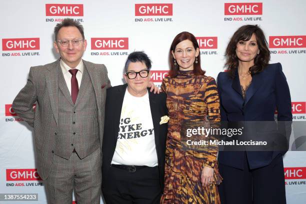 Michael Emerson, Lea DeLaria, Carrie Preston and Gina Gershon attend the 2022 GMHC Cabaret & Howard Ashman Award at Joe's Pub on March 24, 2022 in...