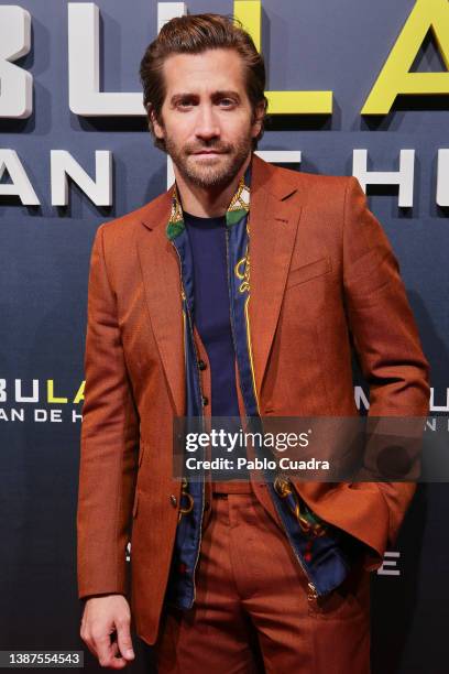 American actor Jake Gyllenhaal attends the "AMBULANCE" Spain Fan Screening And Presentation at Callao Cinema on March 24, 2022 in Madrid, Spain.