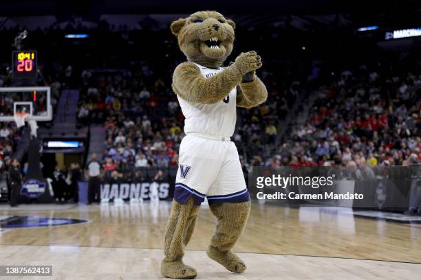 The Villanova Wildcats mascot is seen during the second half of the game against the Michigan Wolverines in the NCAA Men's Basketball Tournament...