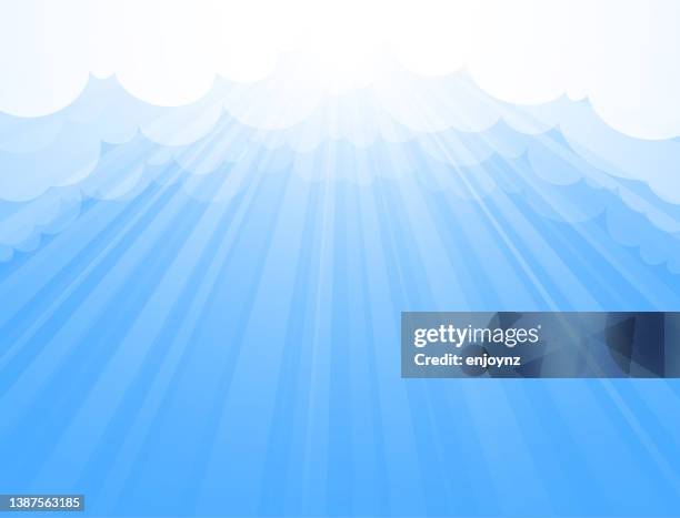 ilustrações de stock, clip art, desenhos animados e ícones de blue heaven shining light vector clouds background - céu vida após a morte