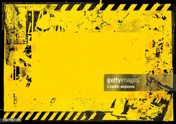 stockillustraties, clipart, cartoons en iconen met yellow grunge warning construction frame - constructiegeraamte