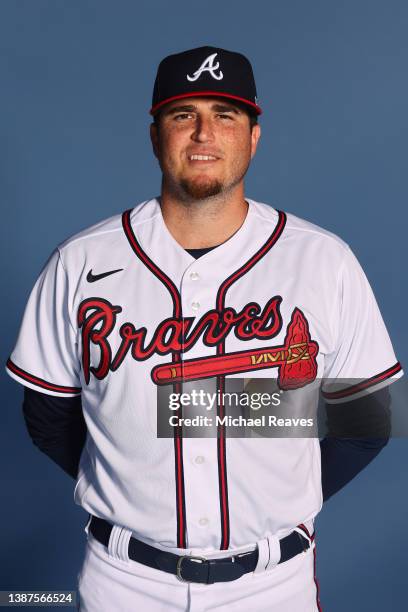 Luke Jackson of the Atlanta Braves poses for a photo during Photo Day at CoolToday Park on March 17, 2022 in Venice, Florida.