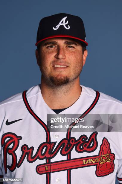 Luke Jackson of the Atlanta Braves poses for a photo during Photo Day at CoolToday Park on March 17, 2022 in Venice, Florida.