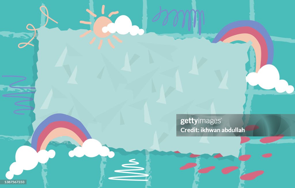 Hi Res Ripped Frame Vector Torn Ripped Paper Frame Abstract Background Sun Rainbow Cloud High-Res ...