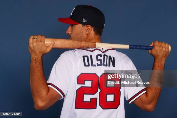 Matt Olson of the Atlanta Braves poses for a photo during Photo Day at CoolToday Park on March 17, 2022 in Venice, Florida.
