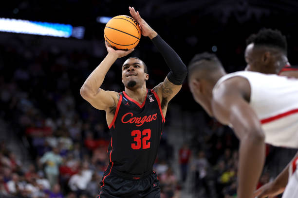 Reggie Chaney of the Houston Cougars shoots a free throw against the Arizona Wildcats during the first half in the NCAA Men's Basketball Tournament...