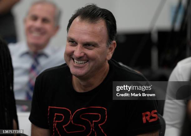 Agent Drew Rosenhaus attends reacts during the press conference for Tyreek Hill while he speaks with the media after being introduced by the Miami...