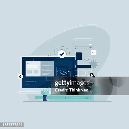 Website and mobile application design and development concept, workflow management Website and mobile application design and development concept, workflow management