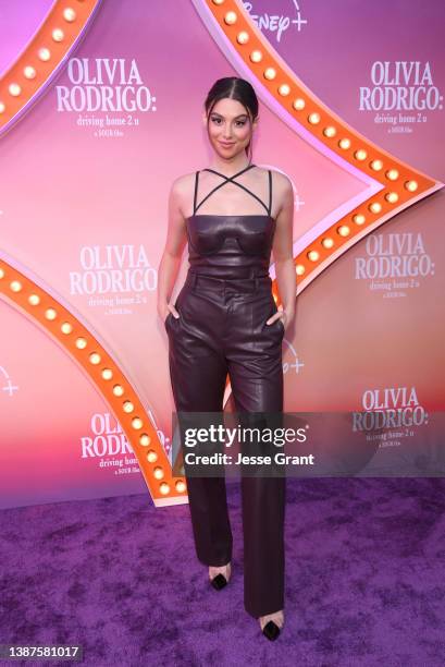 Kira Kosarin attends the "Olivia Rodrigo: driving home 2 u Premiere" at Regency Village Theatre on March 24, 2022 in Los Angeles, California.