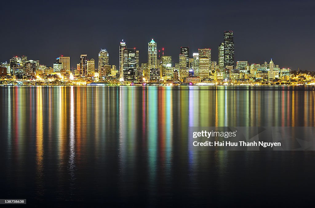 Seattle skyline at night