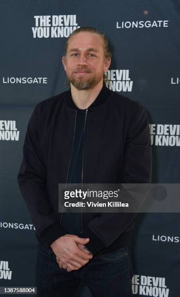 Charlie Hunnam attends the special LA screening for "The Devil You Know" on March 24, 2022 in West Hollywood, California.