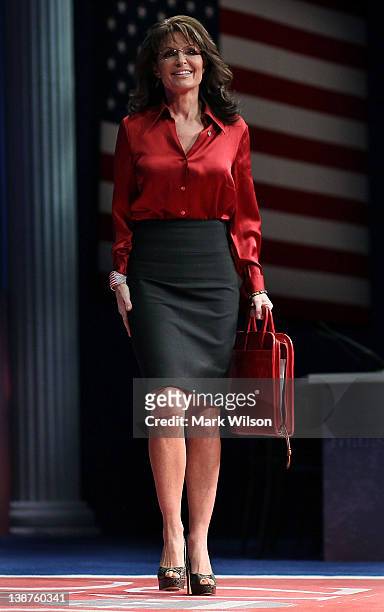 Former Alaska Governor, Sarah Palin walks onstage to address the Conservative Political Action Conference , at the Marriott Wardman Park Hotel, on...