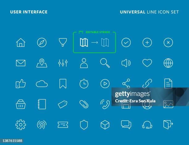 user interface universal line icon set with editable stroke. icons are suitable for web page, mobile app, ui, ux and gui design. - generic avatar stock illustrations
