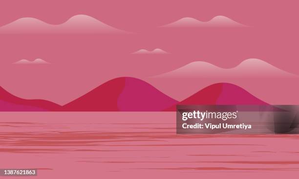 sunset view - flock wallpaper stock illustrations