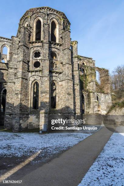 ruins of villers abbey - belgium winter stock pictures, royalty-free photos & images