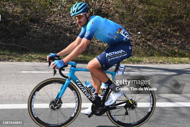 Gianni Moscon of Italy and Team Astana – Qazaqstan competes during the 65th E3 Saxo Bank Classic 2022 a 203,9km one day race from Harelbeke to...