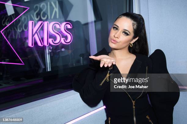 Camila Cabello during a visit to Kiss FM on March 25, 2022 in London, England.