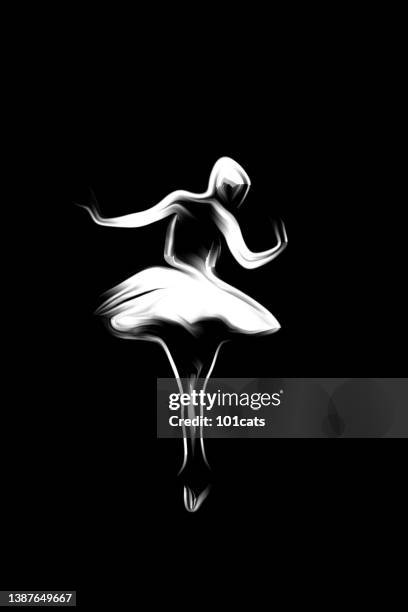 ballerina icon, white on black - entertainment occupation stock pictures, royalty-free photos & images