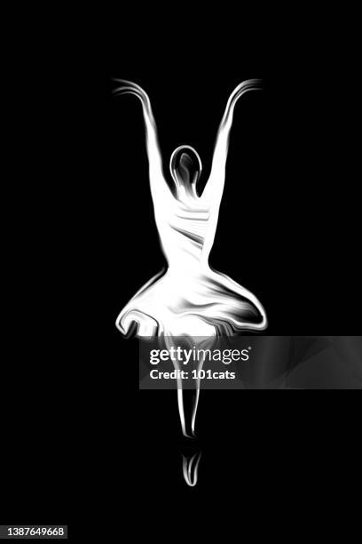 ballerina icon, white on black - dance cartoons stock pictures, royalty-free photos & images