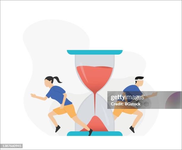 race against time illustration - man looking at watch stock illustrations