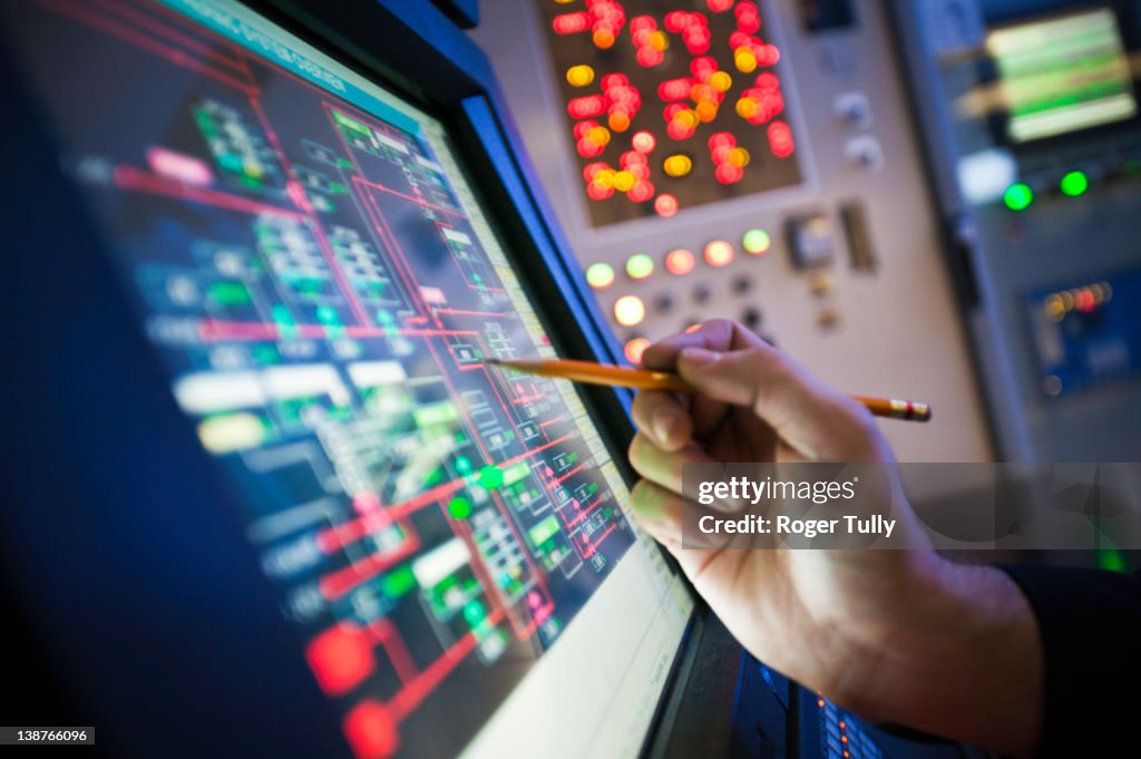 Oil refinery control room screen