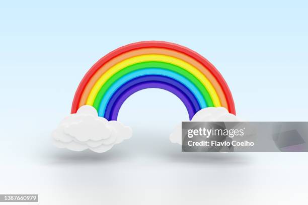 low poly rainbow and clouds - arc en ciel photos et images de collection