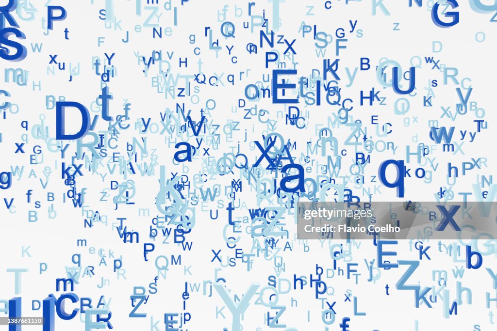 Alphabet letters floating in the air