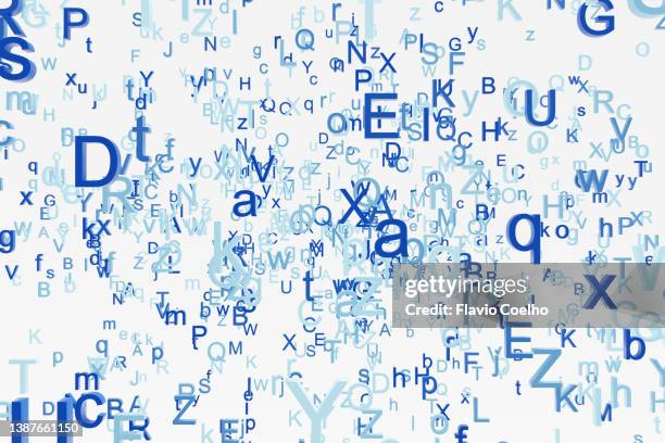 alphabet letters floating in the air - analfabetism bildbanksfoton och bilder