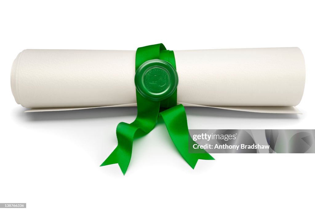 Green Ribbon Scroll Scroll With Green Ribbon High-Res Stock Photo - Getty Images