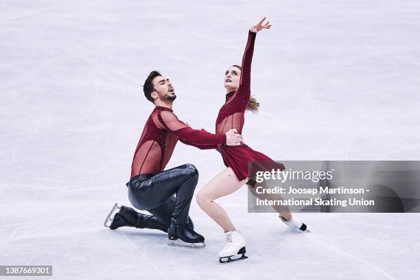 Gabriella Papadakis and Guillaume Cizeron of France compete in the Ice Dance Rhythm Dance during day 3 of the ISU World Figure Skating Championships...