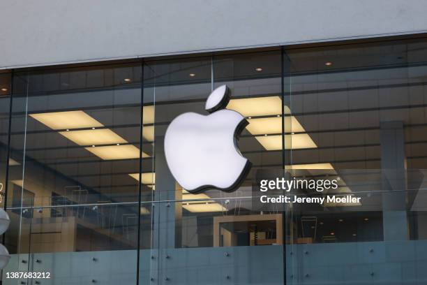 The exterior of an Apple store photographed on March 22, 2022 in Munich, Germany.