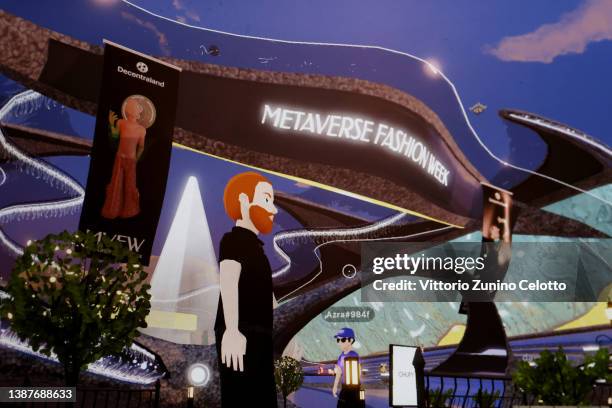 General view of the Metaverse Fashion Week on March 25, 2022 in UNSPECIFIED, Unspecified. The Metaverse Fashion Week MVFW is hosted by Decentraland...