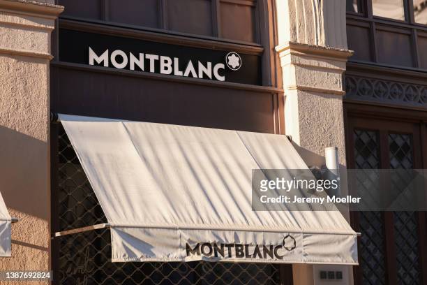 The exterior of a Montblanc store photographed on March 22, 2022 in Munich, Germany.