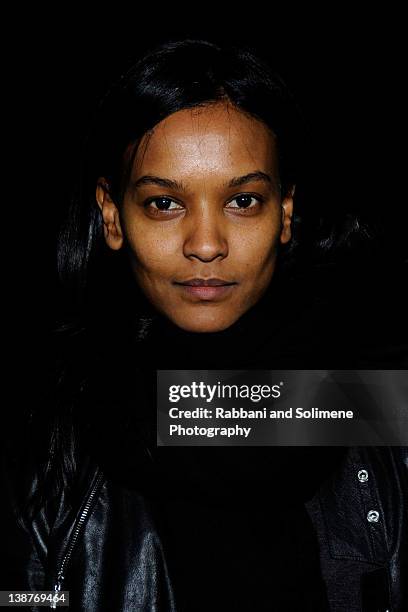 Liya Kebede attends the Alexander Wang Fall 2012 fashion show during Mercedes-Benz Fashion Week at Pier 94 on February 11, 2012 in New York City.