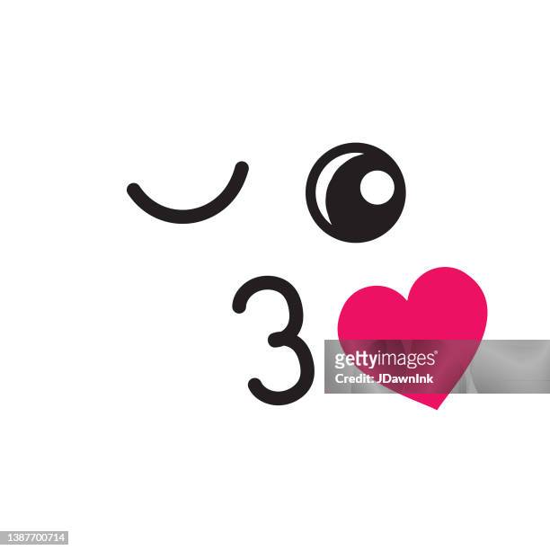 cute social media emoji blowing a kiss on white background - blowing a kiss stock illustrations