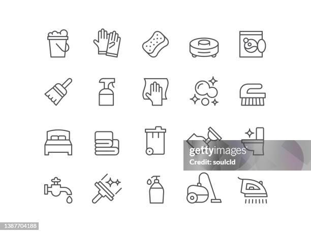 stockillustraties, clipart, cartoons en iconen met cleaning icons - cleaning