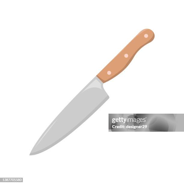 ilustrações de stock, clip art, desenhos animados e ícones de knife icon flat design. - kitchen knife