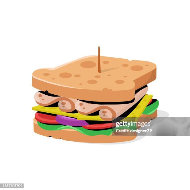 sandwich icon flat design. - sandwich stock illustrations