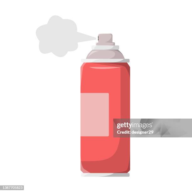ilustraciones, imágenes clip art, dibujos animados e iconos de stock de spray can icon diseño plano. - botella para rociar