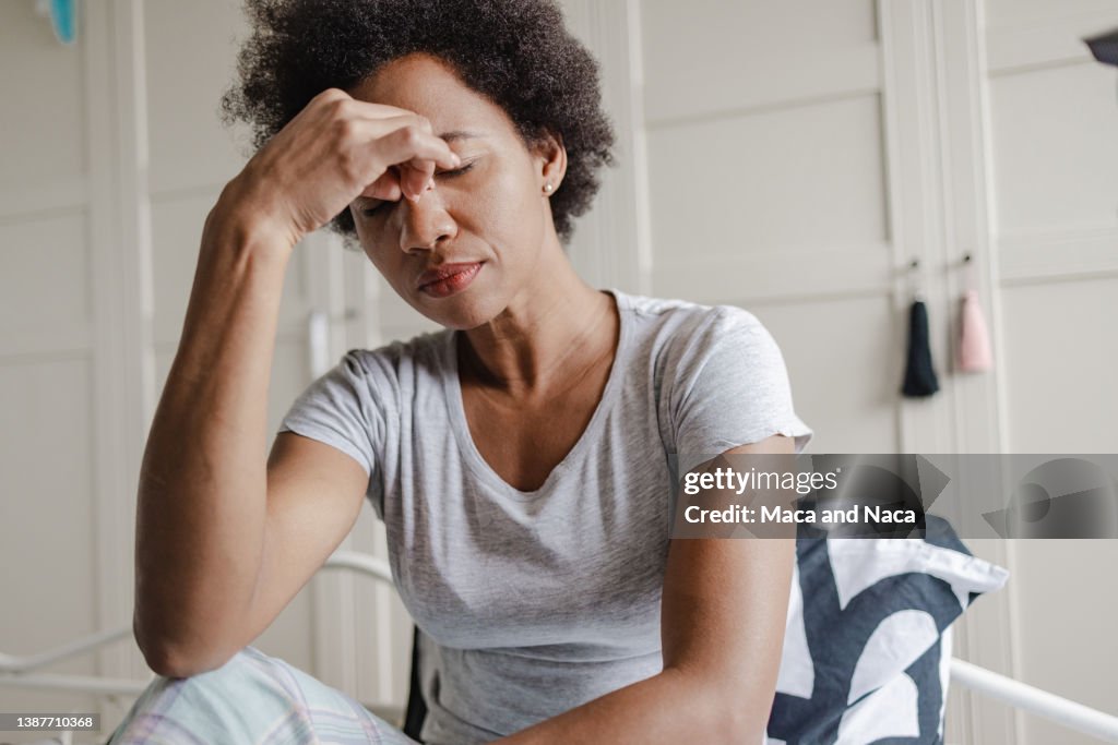 Unhappy African-American woman suffering from depression