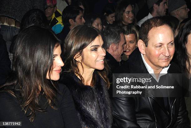 Julia Restoin Roitfeld, Carine Roitfeld and John Dempsey attend the Alexander Wang Fall 2012 fashion show during Mercedes-Benz Fashion Week at Pier...