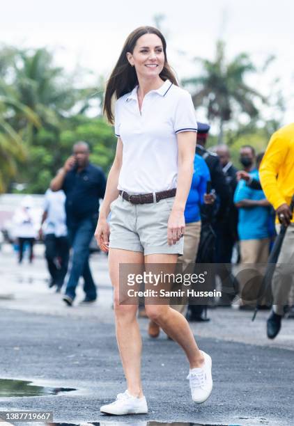 Catherine, Duchess of Cambridge during The Bahamas Platinum Jubilee Sailing Regatta at Montagu Bay on March 25, 2022 in Nassau, Bahamas.