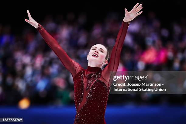 Mariah Bell of the United States competes in the Ladies Free Skating during day 3 of the ISU World Figure Skating Championships at Sud de France...