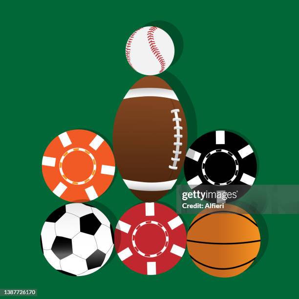sports betting - chips on table stock illustrations