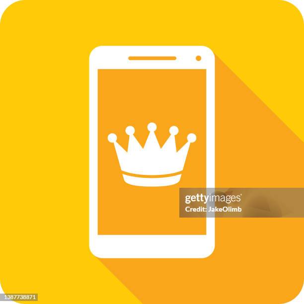 crown smartphone icon silhouette 1 - medieval queen crown stock illustrations