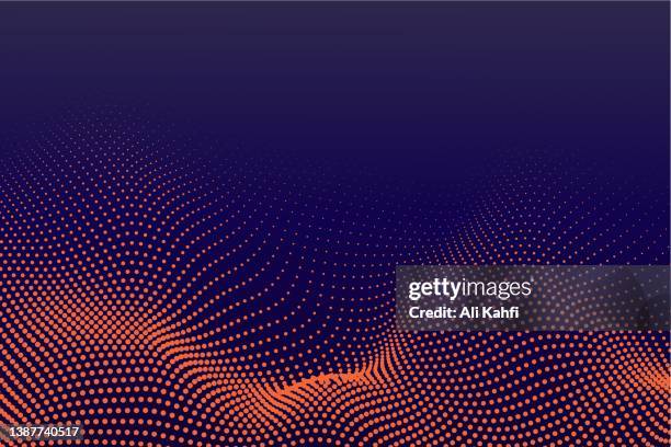 abstract waving particle technology background - particle wave stock illustrations